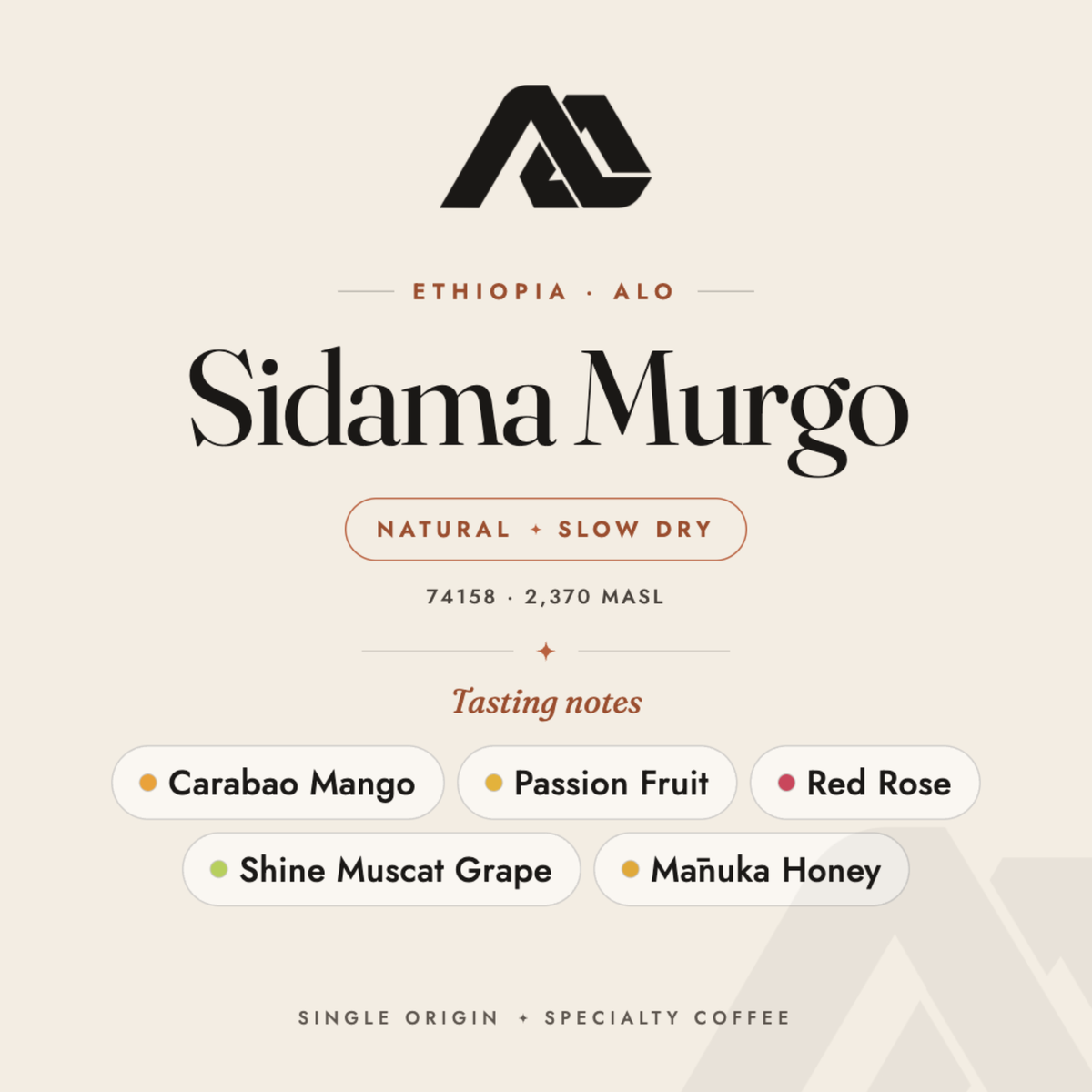 Ethiopia Alo Sidama Murgo Natural Slow Dry - 1KG